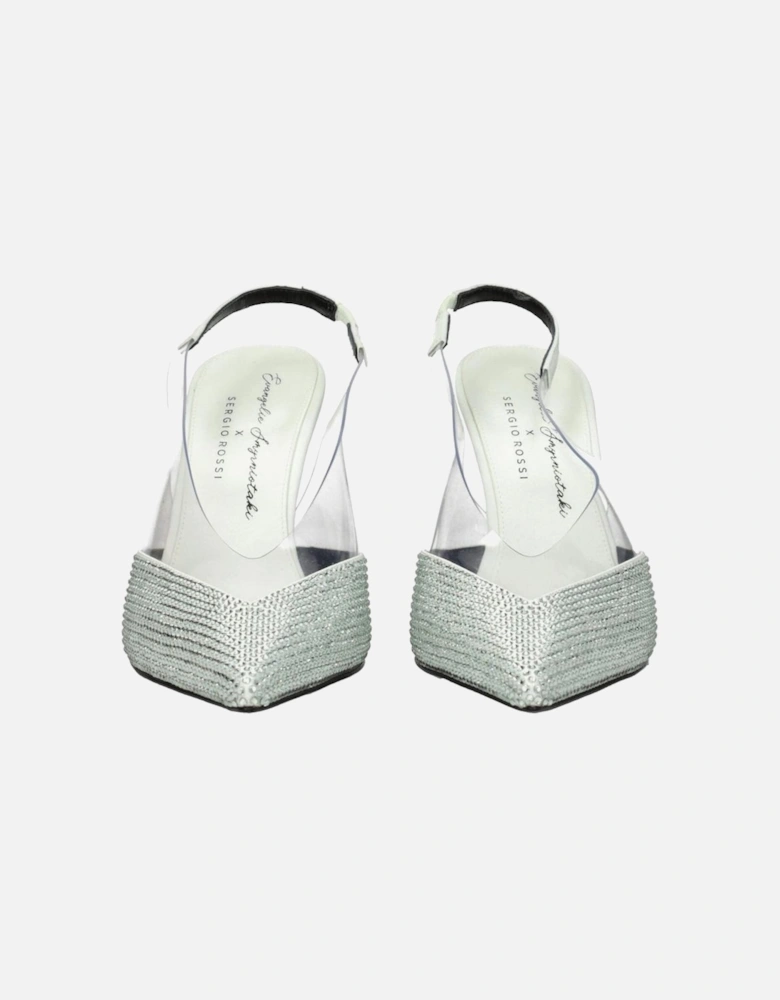 Stylish Satin Rhinestone Pointy Toe Sandals Women - Green