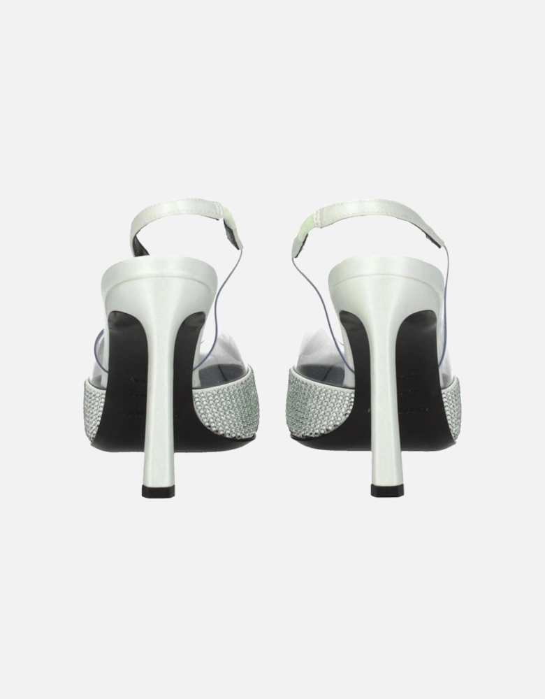 Stylish Satin Rhinestone Pointy Toe Sandals Women - Green
