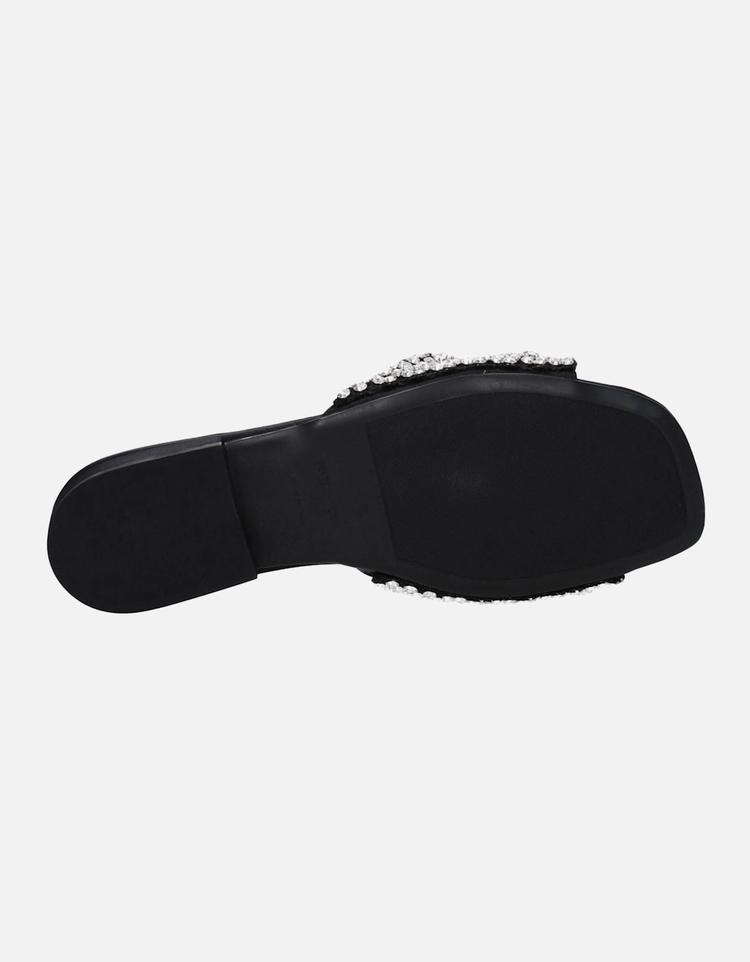 Rhinestone Satin Open Toe Slippers Women - Black Sandals