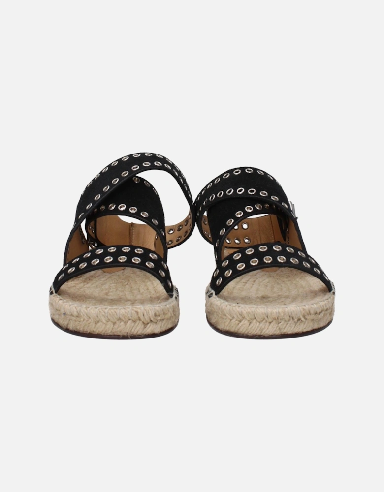 Studded Suede Sandals with Buckle Closure Women - Black