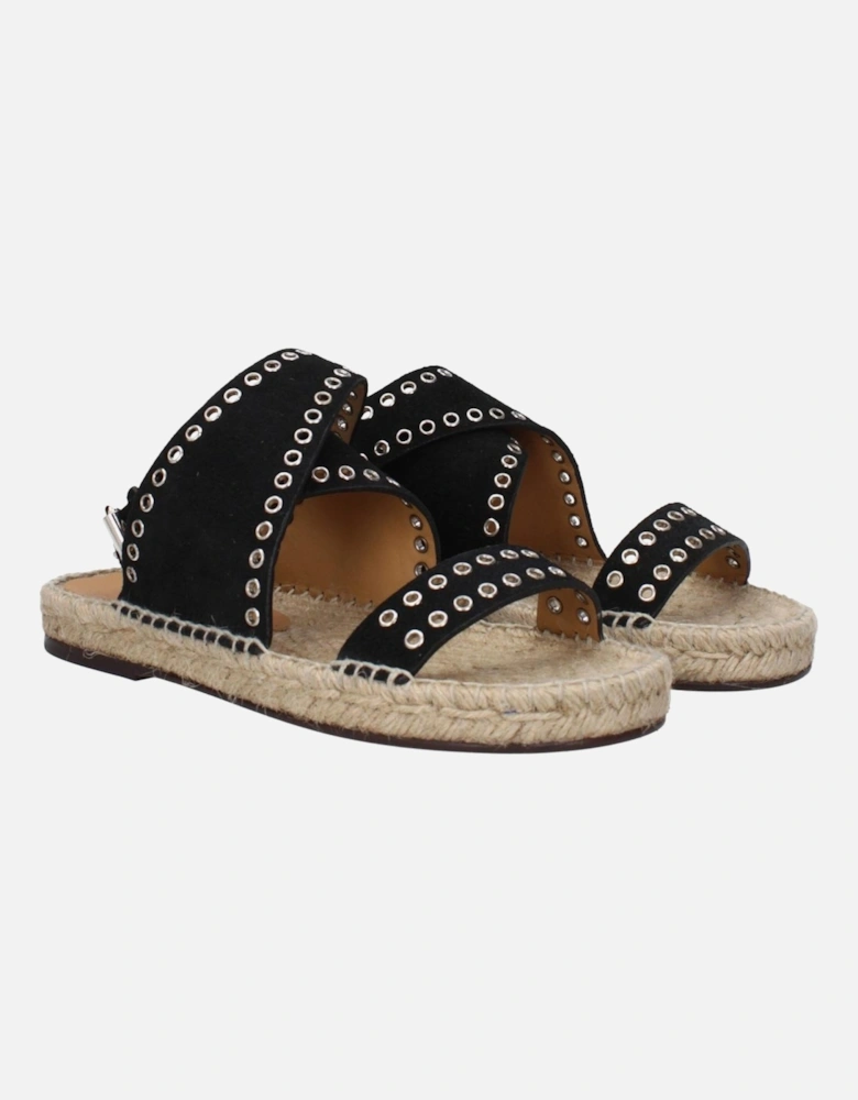 Studded Suede Sandals with Buckle Closure Women - Black