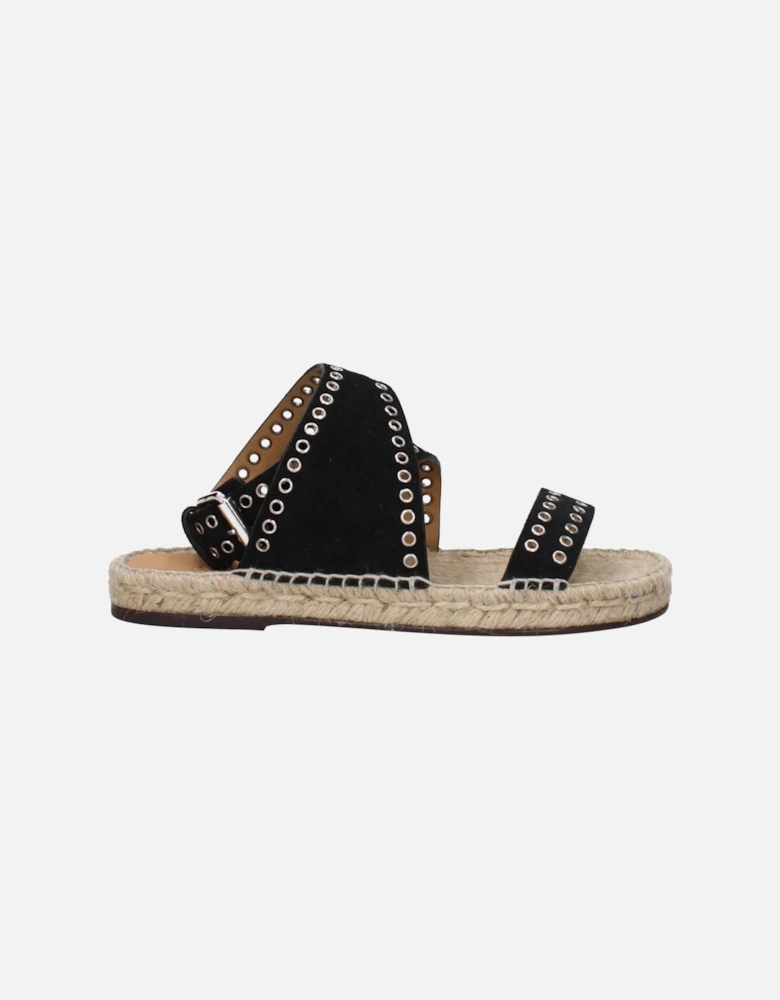 Studded Suede Sandals with Buckle Closure Women - Black
