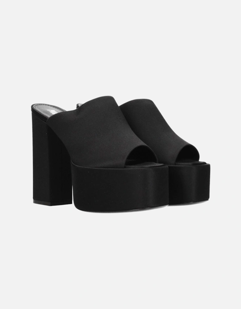 High Heel Satin Open Toe Sandals Women - Black