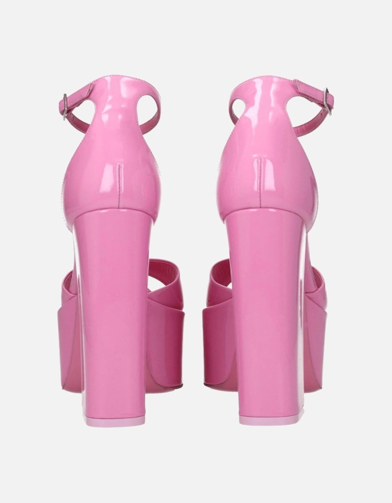 High Heel Open Toe Patent Leather Sandals Women - Pink