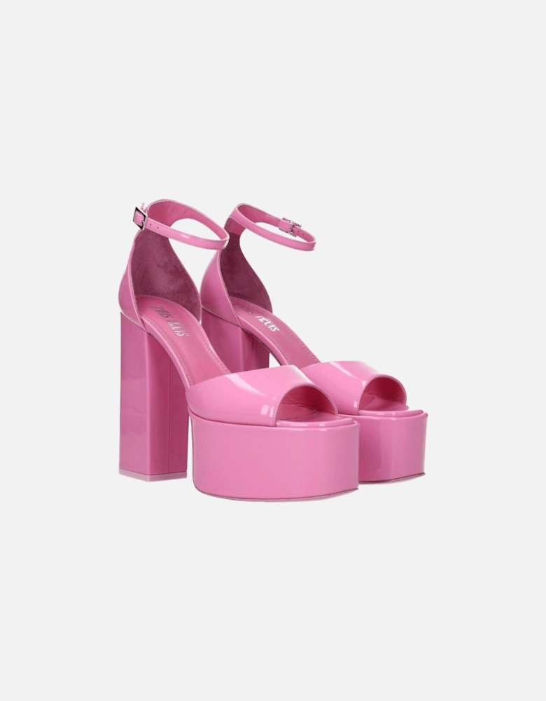 High Heel Open Toe Patent Leather Sandals Women - Pink