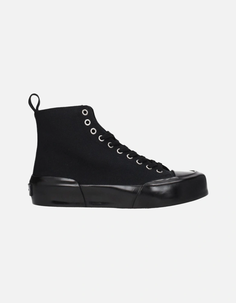 Lace-Up Casual Fabric Sneakers with Mid Heels Women - Black