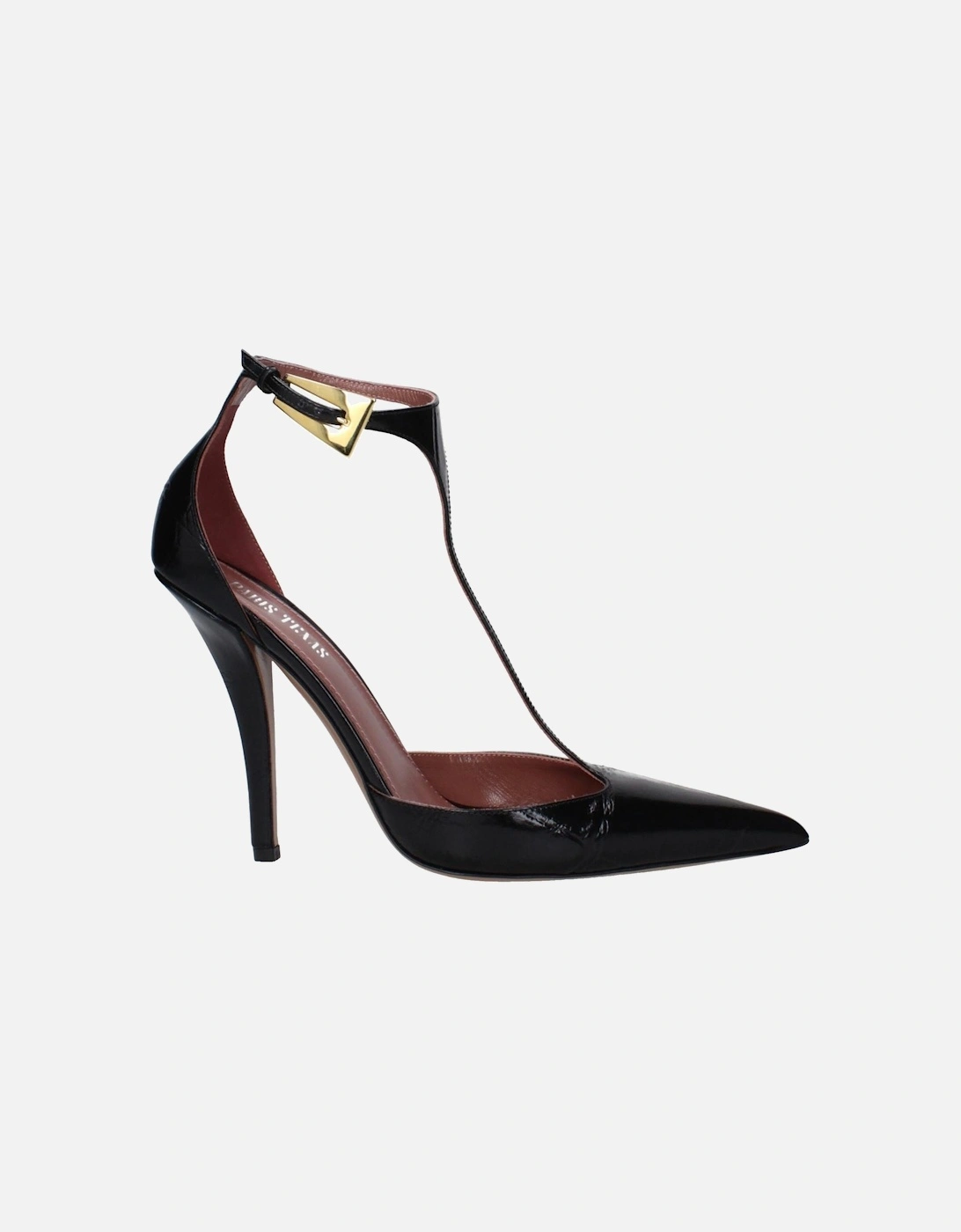 High Heel Pointy Toe Leather Sandals Women - Black, 6 of 5
