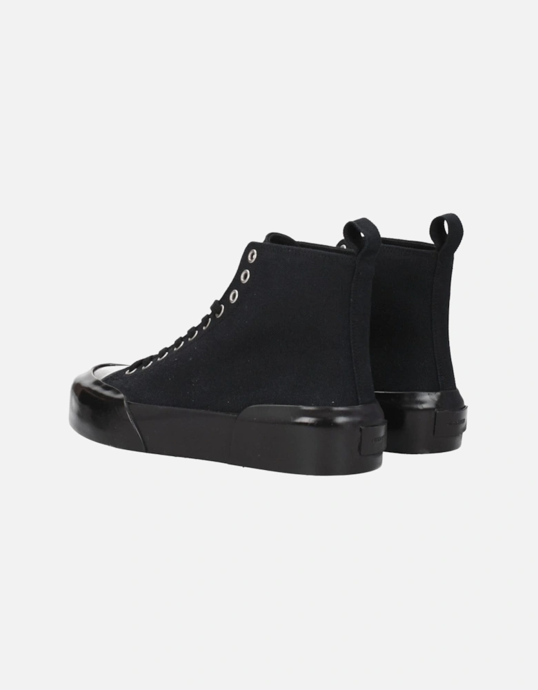 Lace-Up Casual Fabric Sneakers with Mid Heels Women - Black