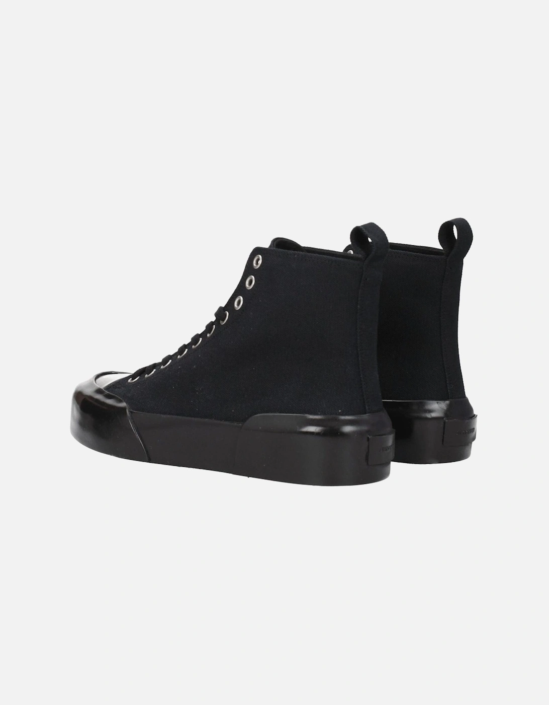 Lace-Up Casual Fabric Sneakers with Mid Heels Women - Black