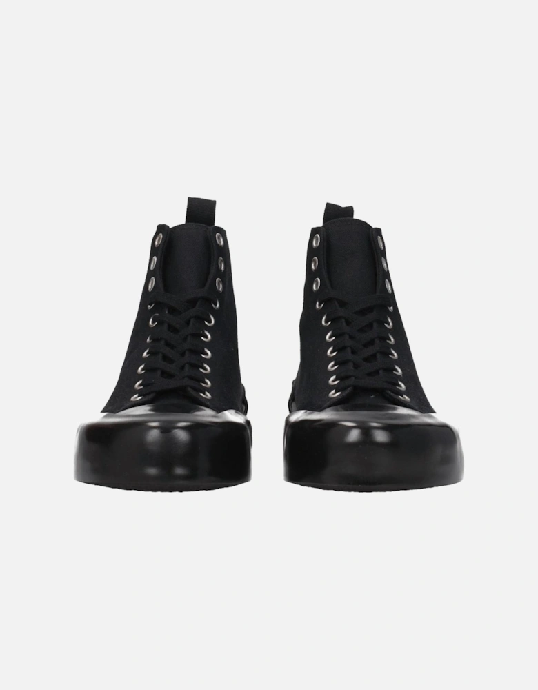 Lace-Up Casual Fabric Sneakers with Mid Heels Women - Black