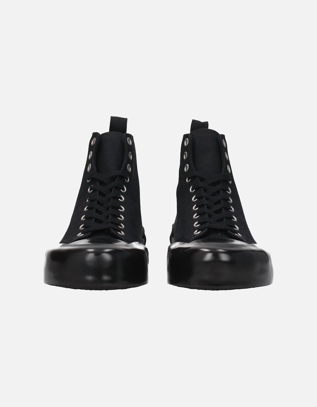 Lace-Up Casual Fabric Sneakers with Mid Heels Women - Black