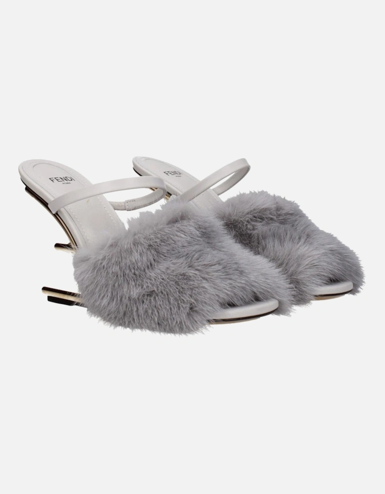 High Heel Leather Open Toe Sandals Women - Gray