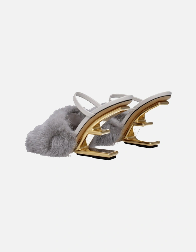 High Heel Leather Open Toe Sandals Women - Gray