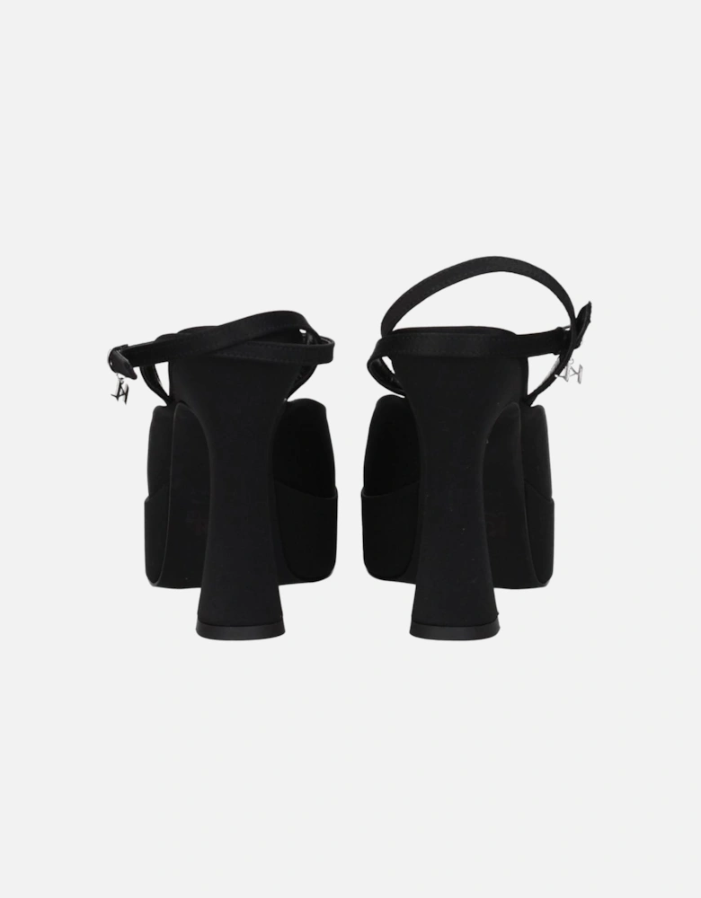 High Heel Leather Sandals with Logo Women - Black