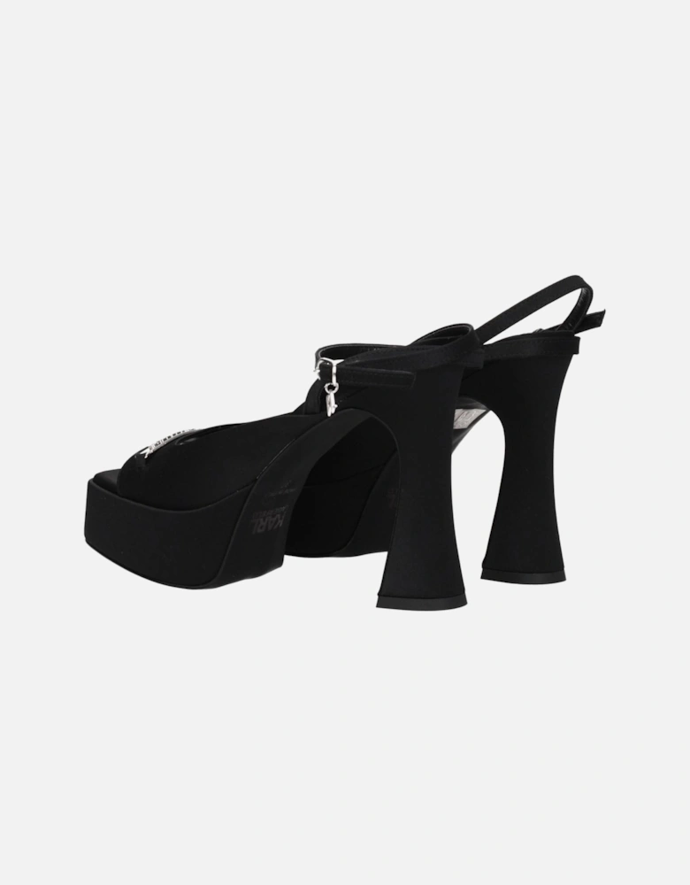 High Heel Leather Sandals with Logo Women - Black