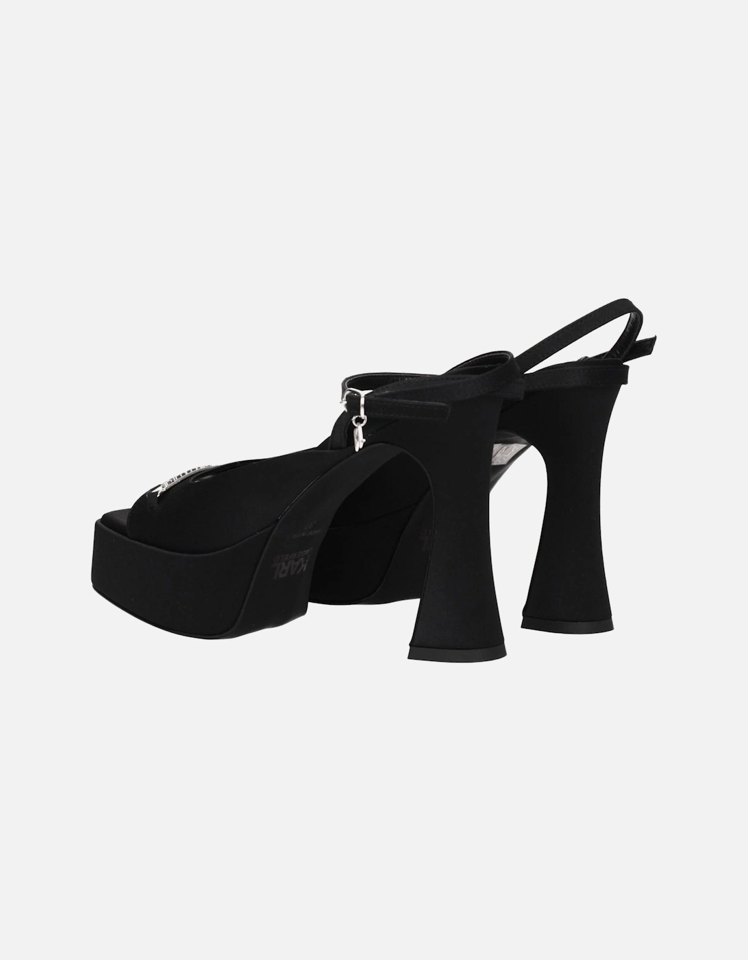 High Heel Leather Sandals with Logo Women - Black