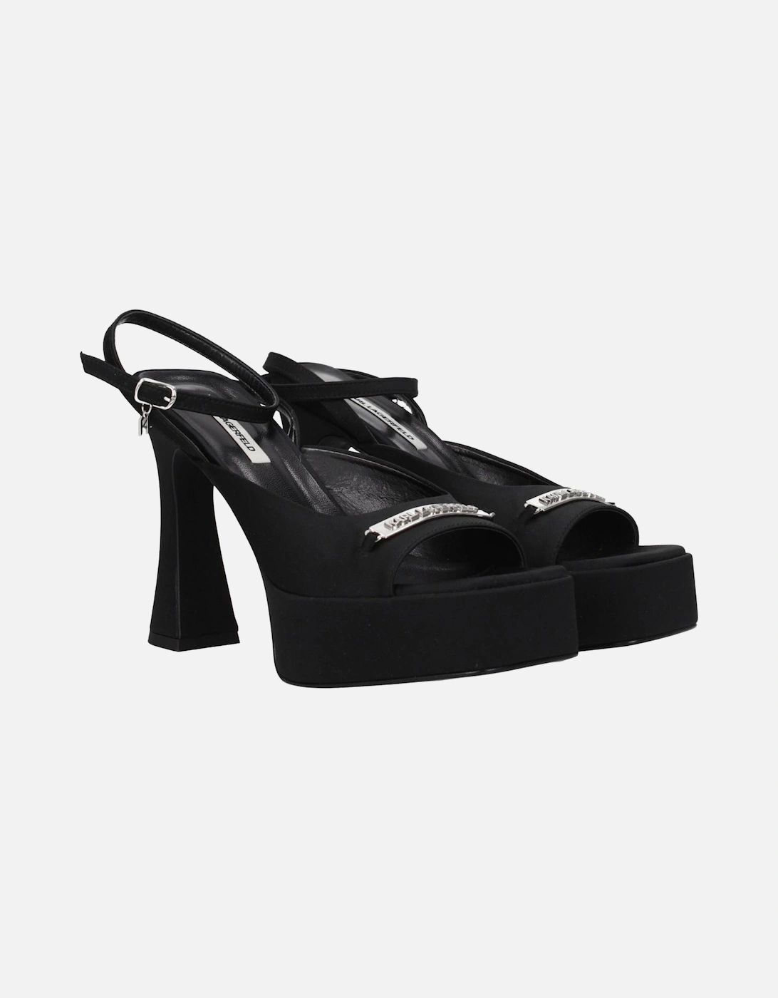 High Heel Leather Sandals with Logo Women - Black