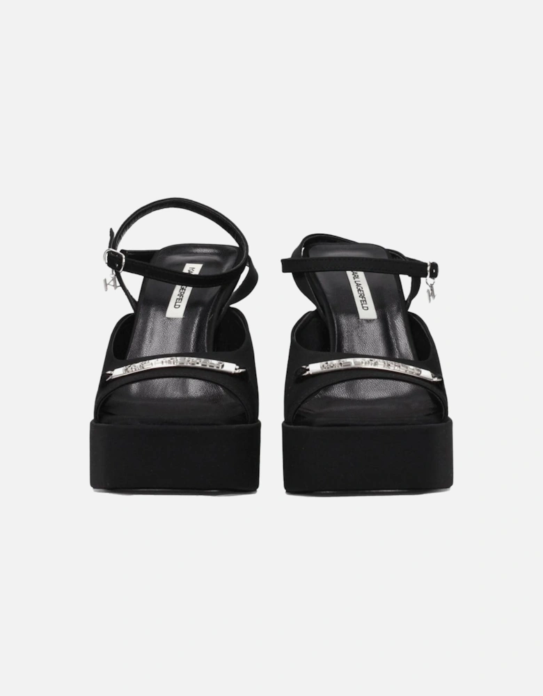 High Heel Leather Sandals with Logo Women - Black