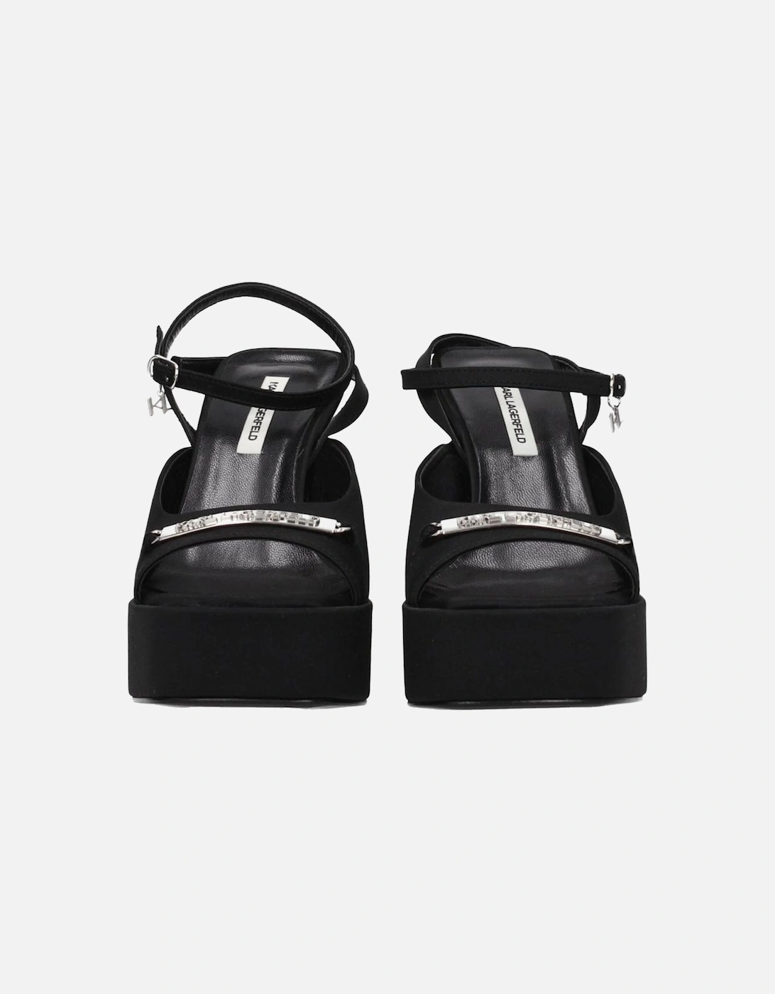 High Heel Leather Sandals with Logo Women - Black