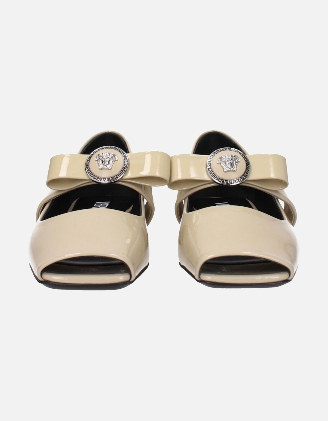 Patent Leather Ballet Flats with Front Logo Women - Beige Shoes