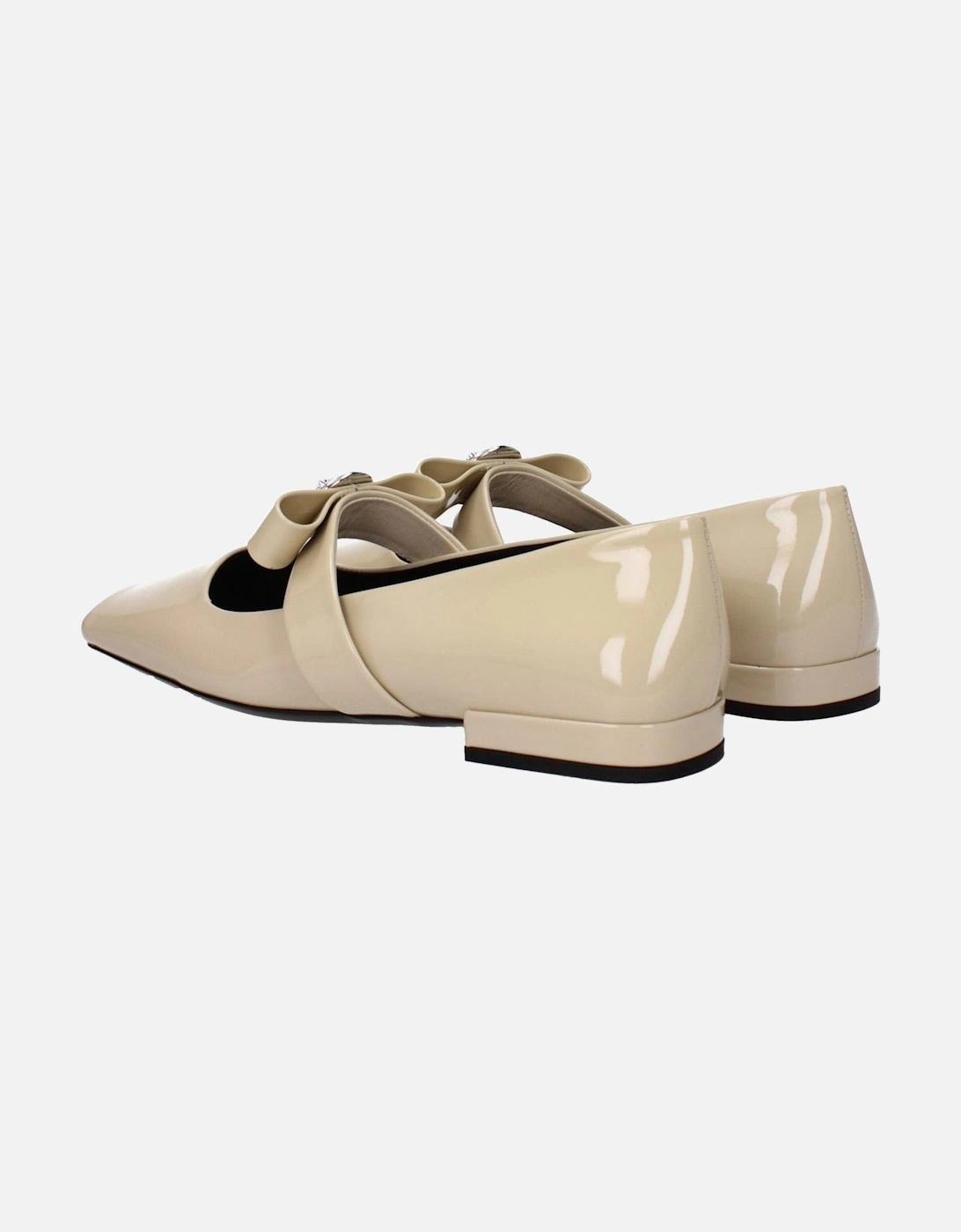 Patent Leather Ballet Flats with Front Logo Women - Beige Shoes