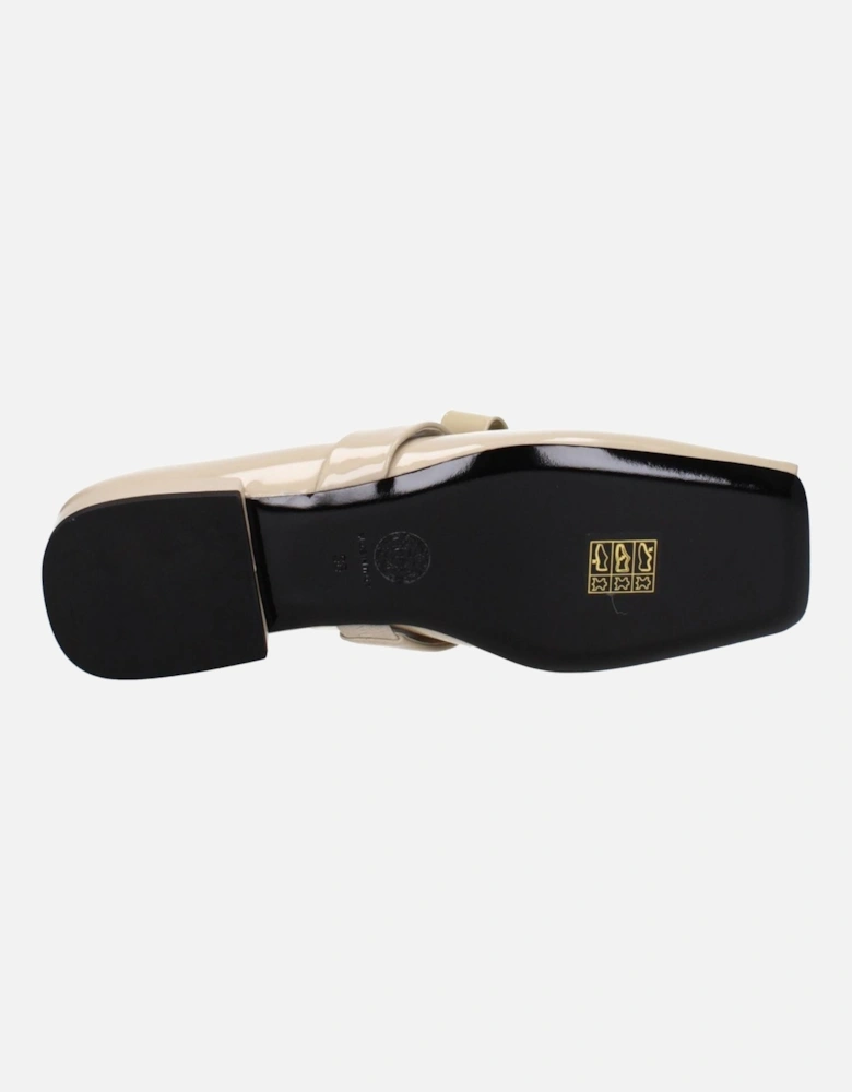 Patent Leather Ballet Flats with Front Logo Women - Beige Shoes