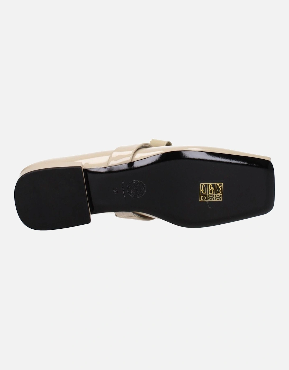 Patent Leather Ballet Flats with Front Logo Women - Beige Shoes