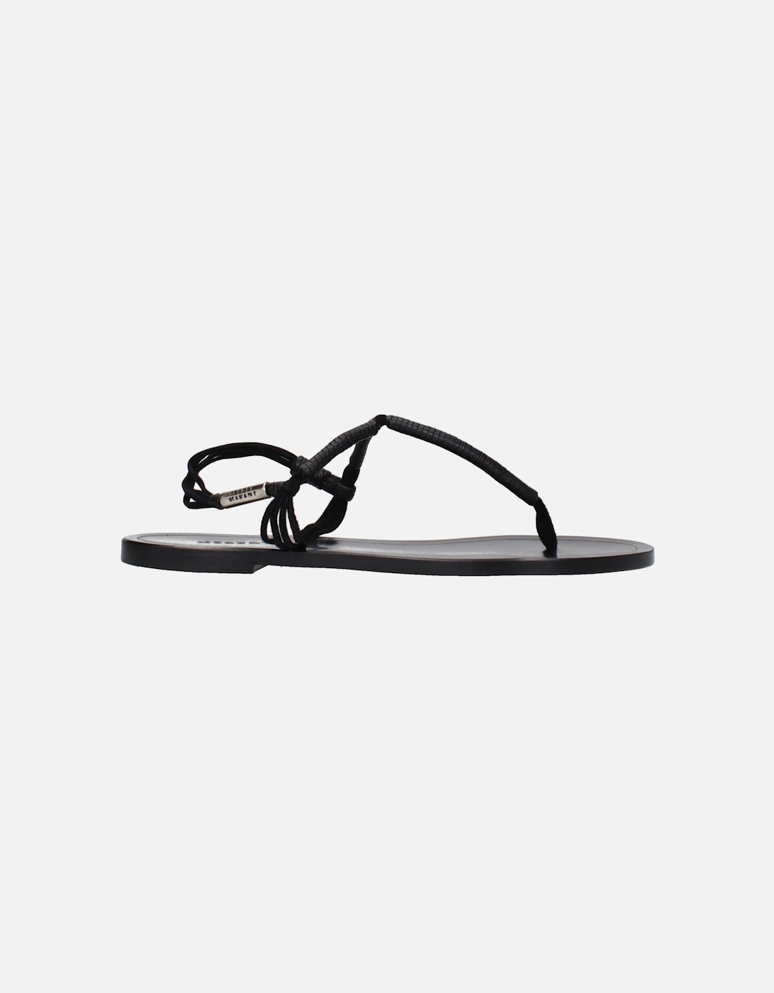 Leather Flip Flops with Side Logo Women - Black Sandals, 5 of 4