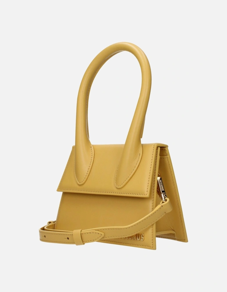 Medium Leather Handbag with Adjustable Strap Women - Yellow