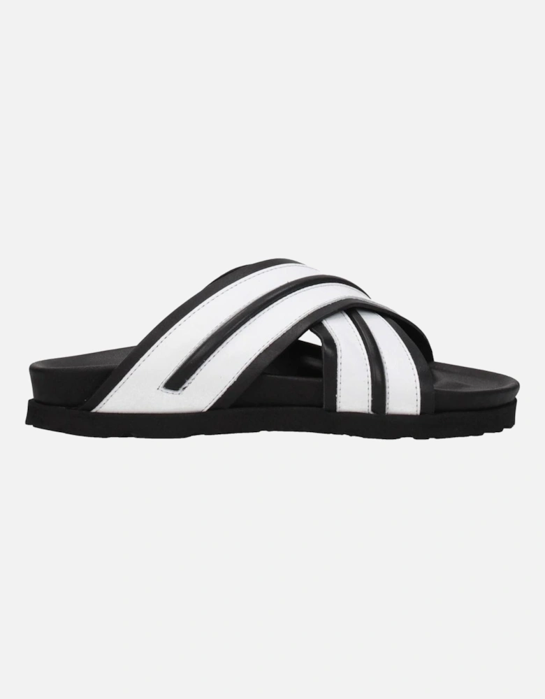 Leather Open Toe Slippers with Rubber Sole Women - White Sandals