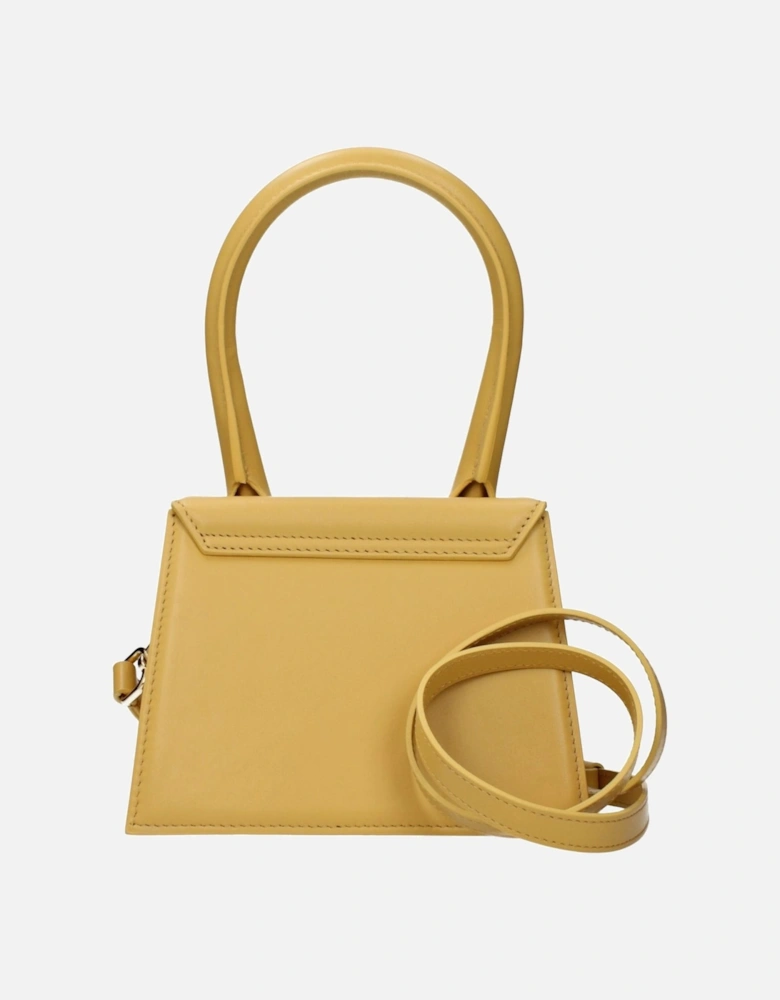 Medium Leather Handbag with Adjustable Strap Women - Yellow