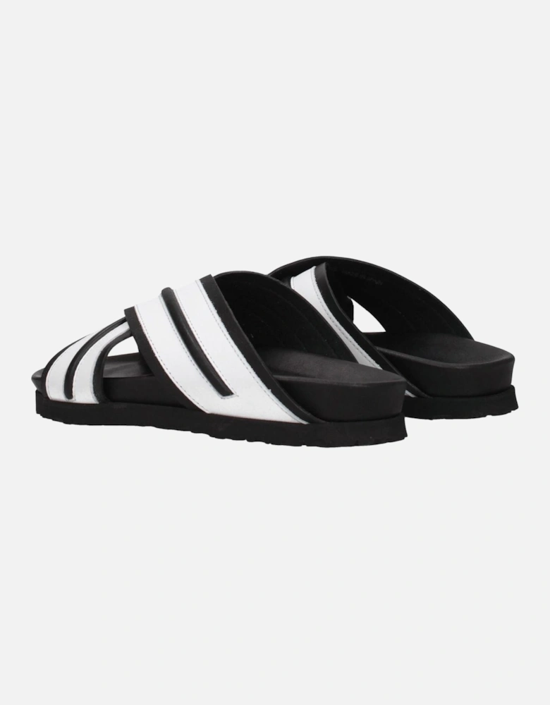 Leather Open Toe Slippers with Rubber Sole Women - White Sandals