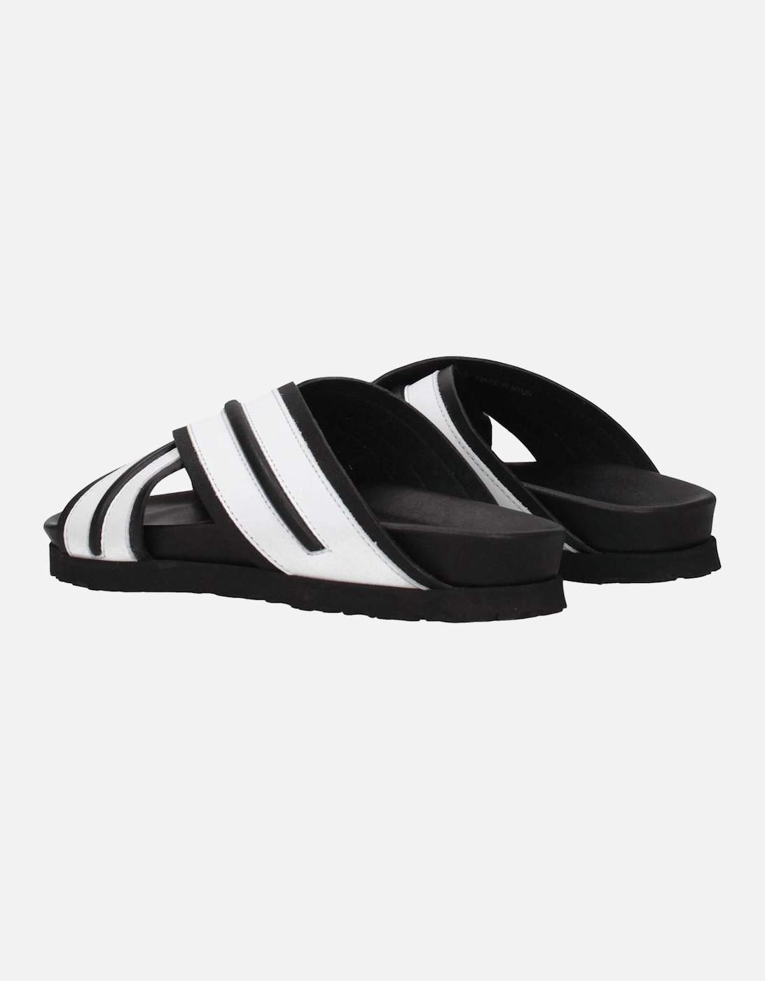 Leather Open Toe Slippers with Rubber Sole Women - White Sandals