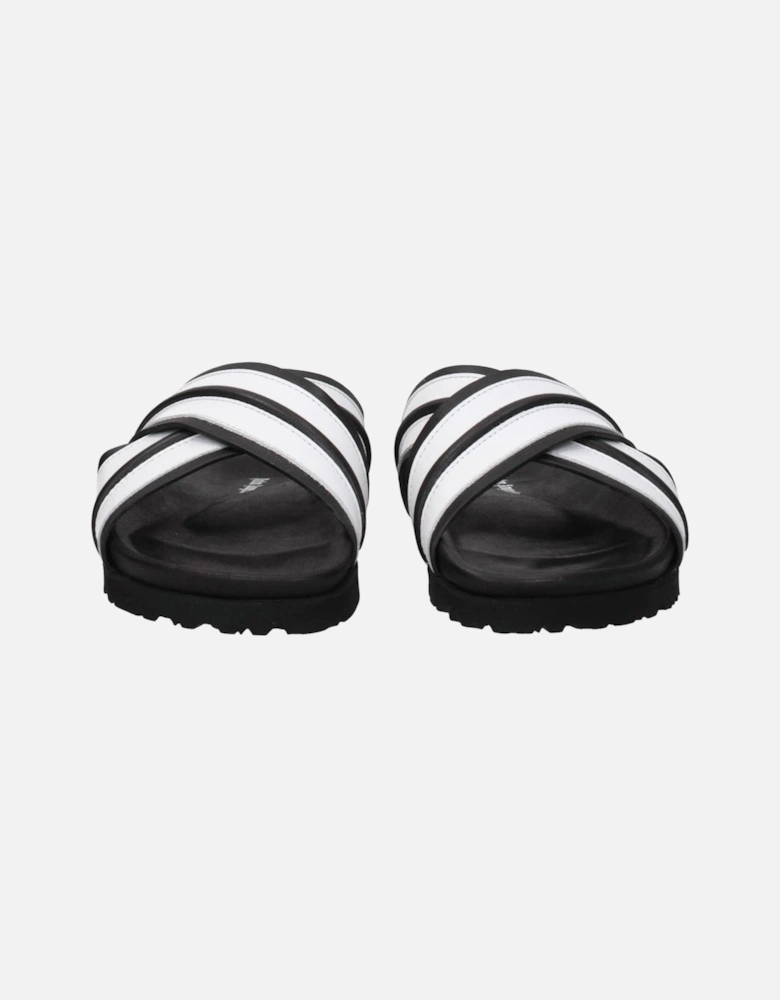 Leather Open Toe Slippers with Rubber Sole Women - White Sandals