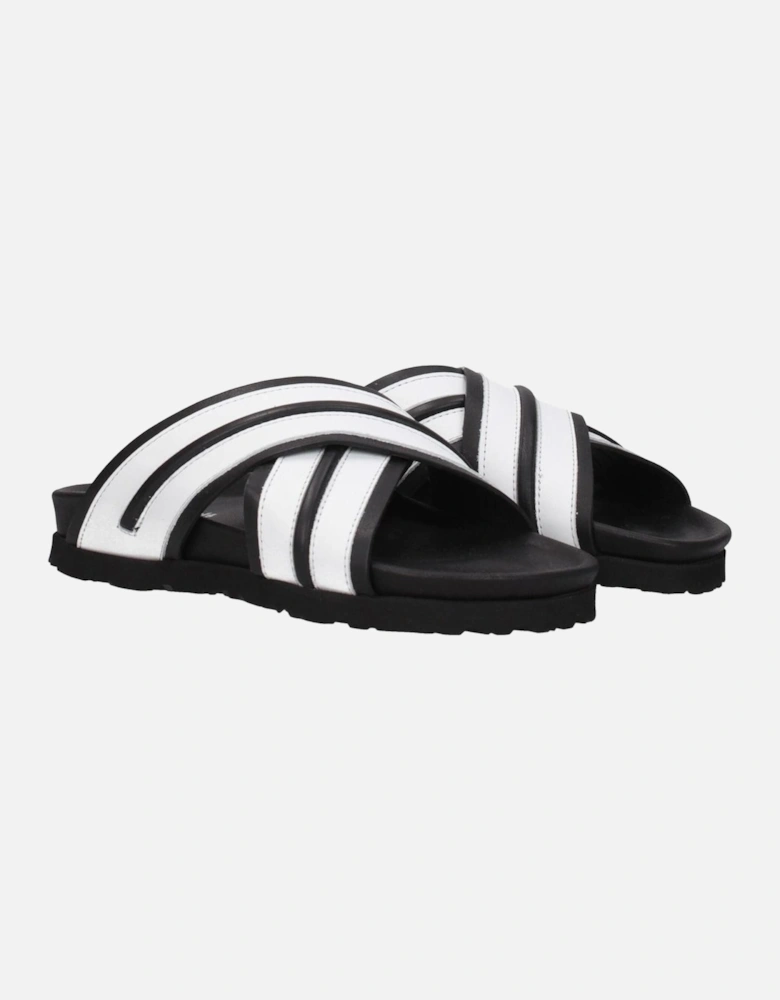 Leather Open Toe Slippers with Rubber Sole Women - White Sandals