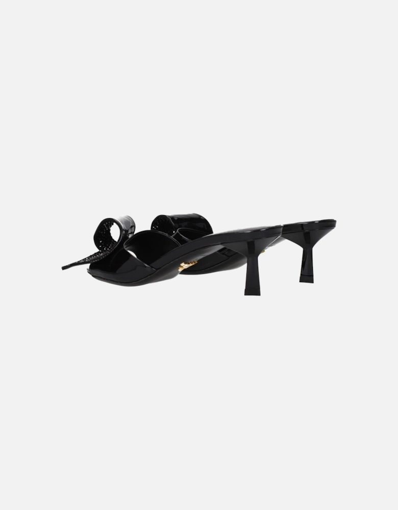 Patent Leather Mid Heel Open Toe Sandals Women - Black