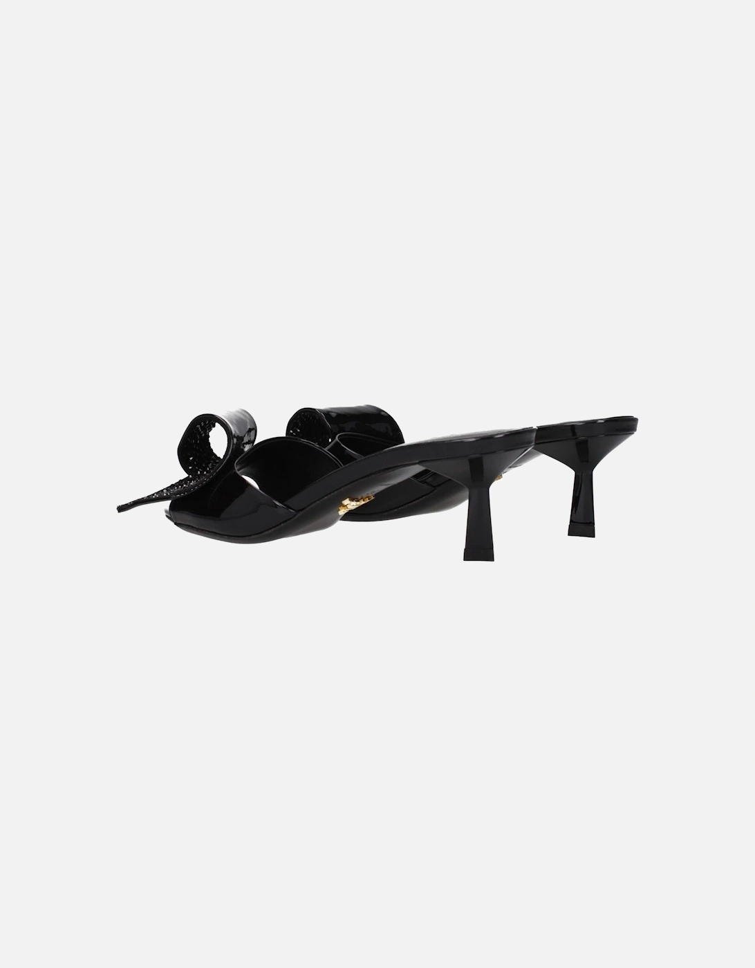 Patent Leather Mid Heel Open Toe Sandals Women - Black