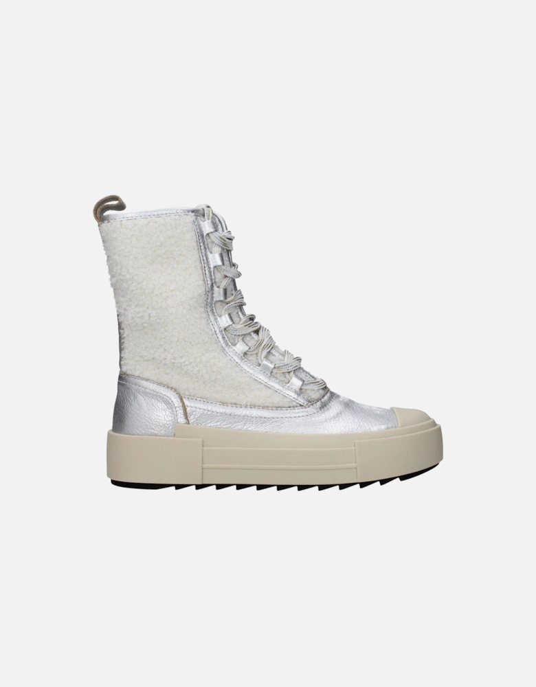 Leather Ankle Boots with Front Logo Women - Gray