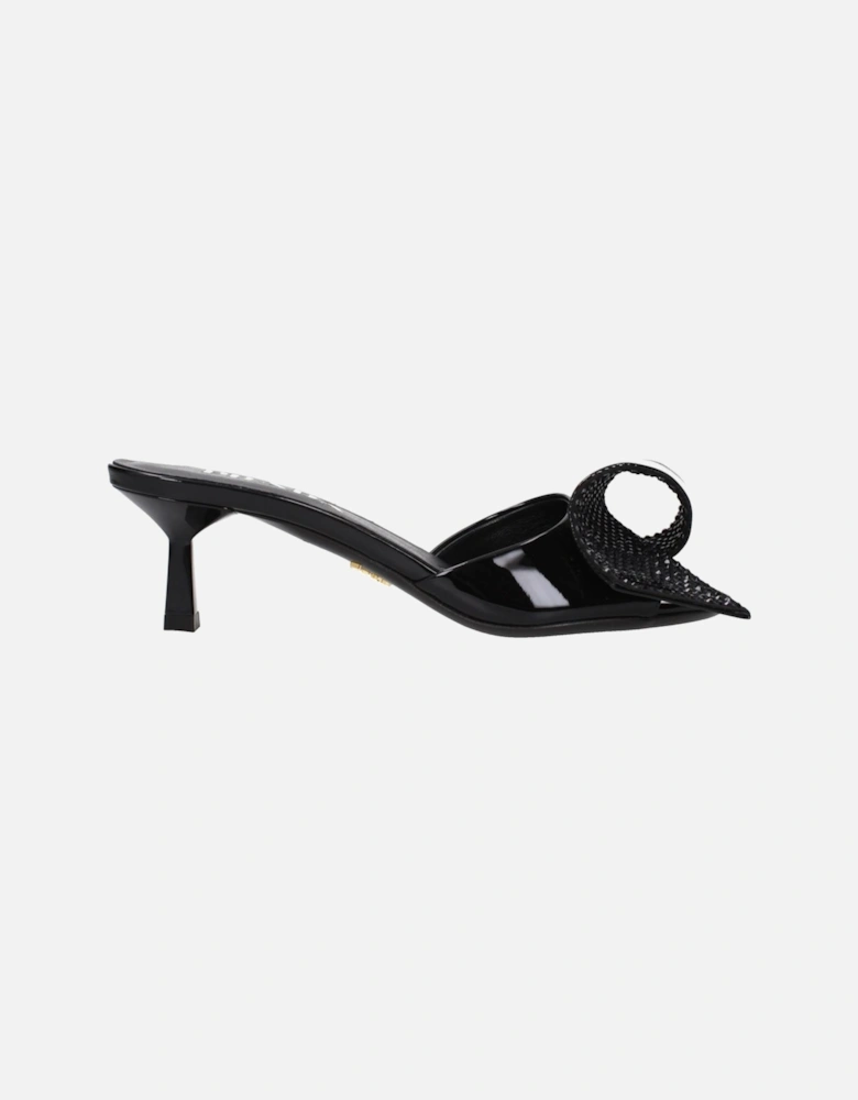 Patent Leather Mid Heel Open Toe Sandals Women - Black
