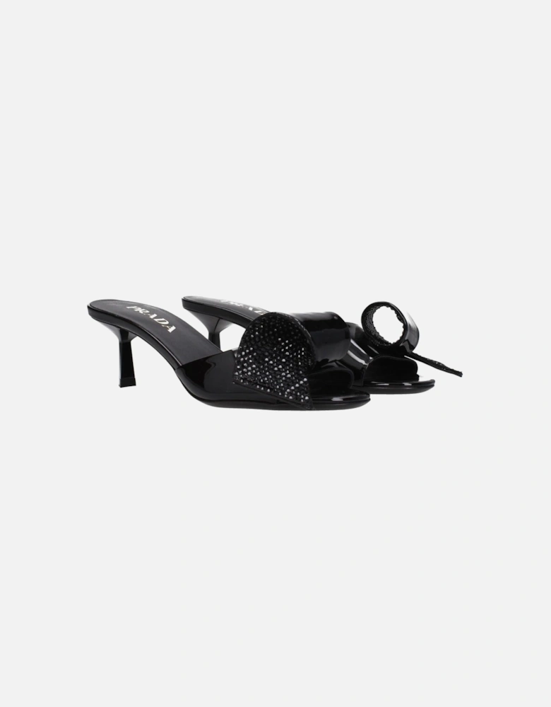 Patent Leather Mid Heel Open Toe Sandals Women - Black