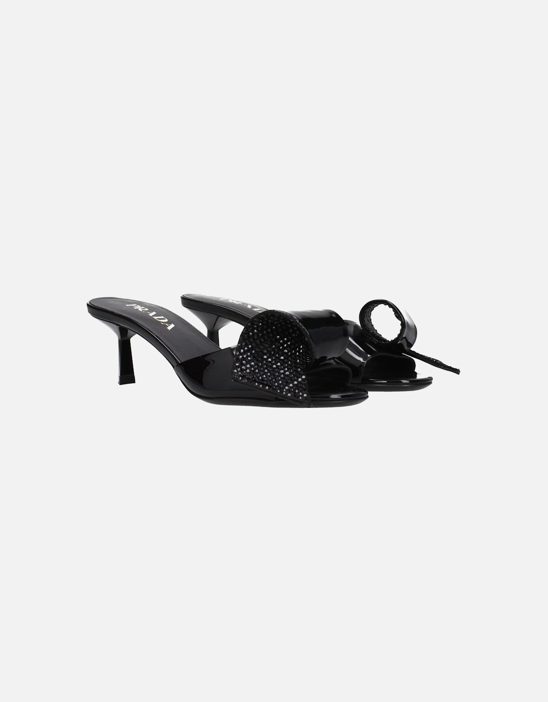 Patent Leather Mid Heel Open Toe Sandals Women - Black