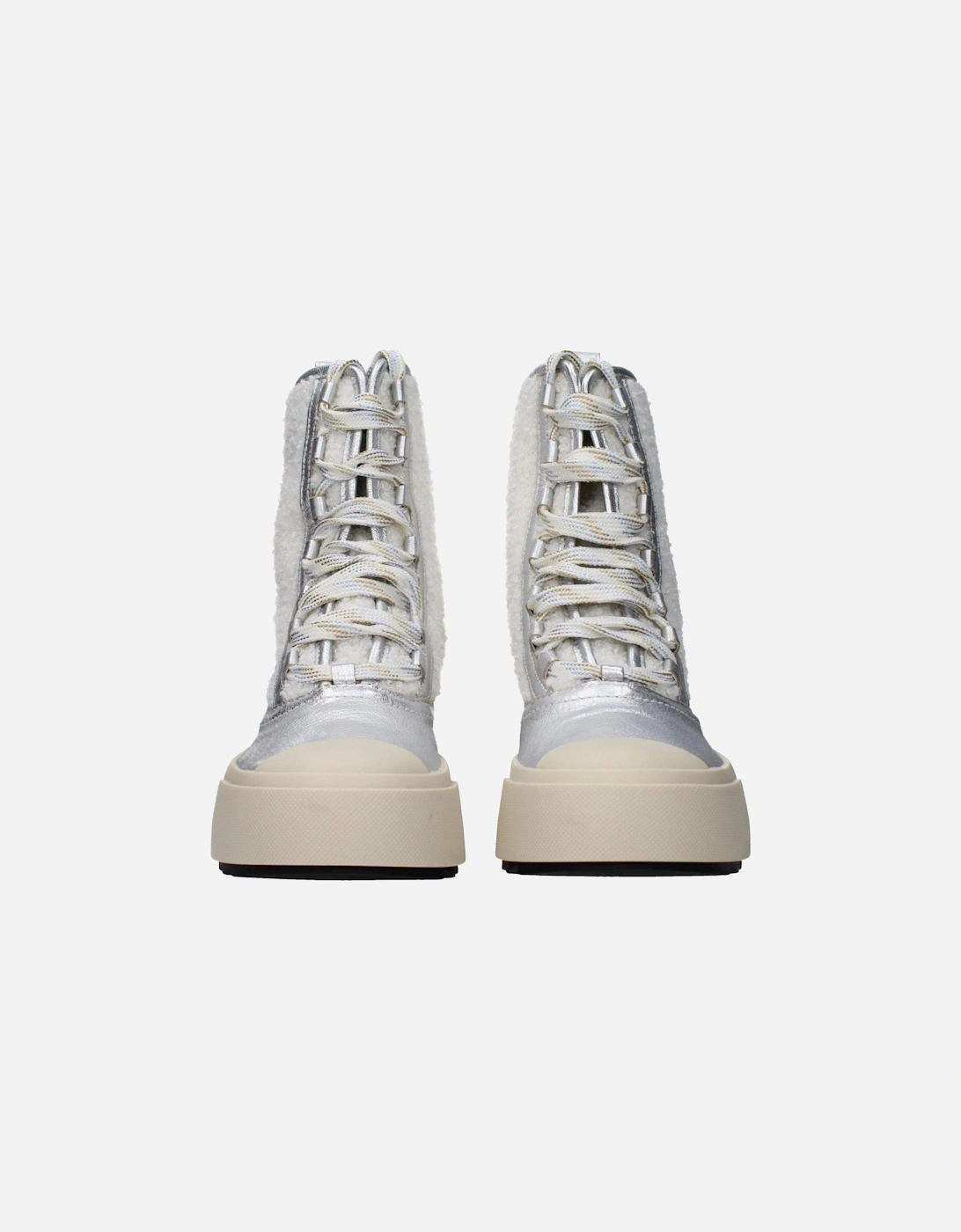 Leather Ankle Boots with Front Logo Women - Gray