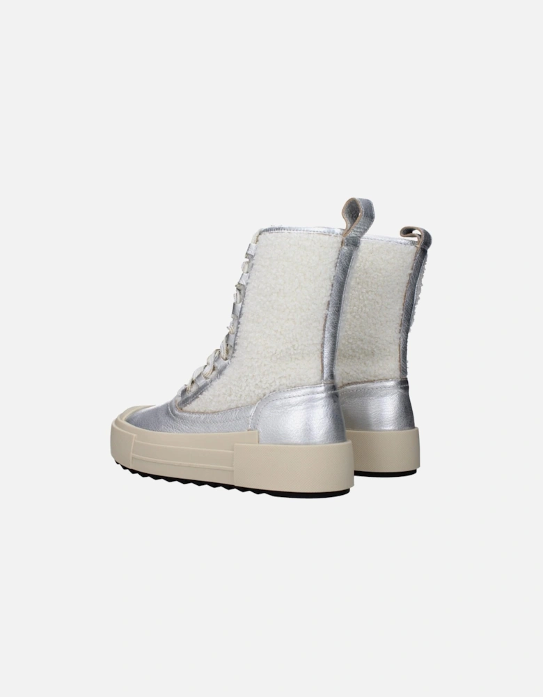 Leather Ankle Boots with Front Logo Women - Gray