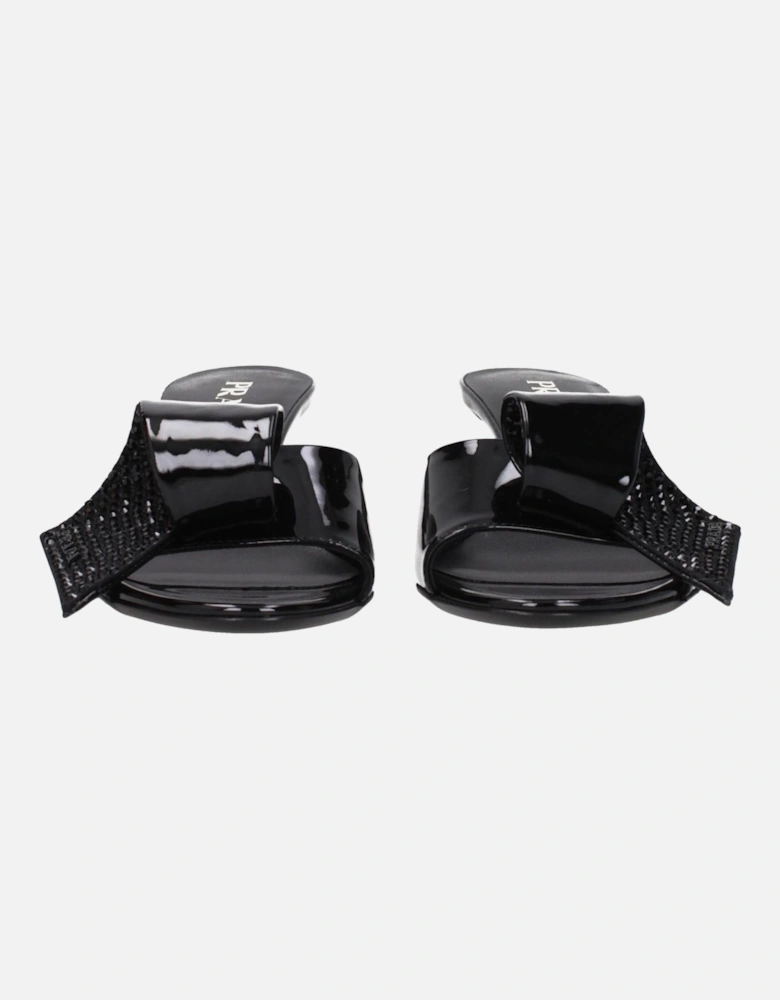 Patent Leather Mid Heel Open Toe Sandals Women - Black