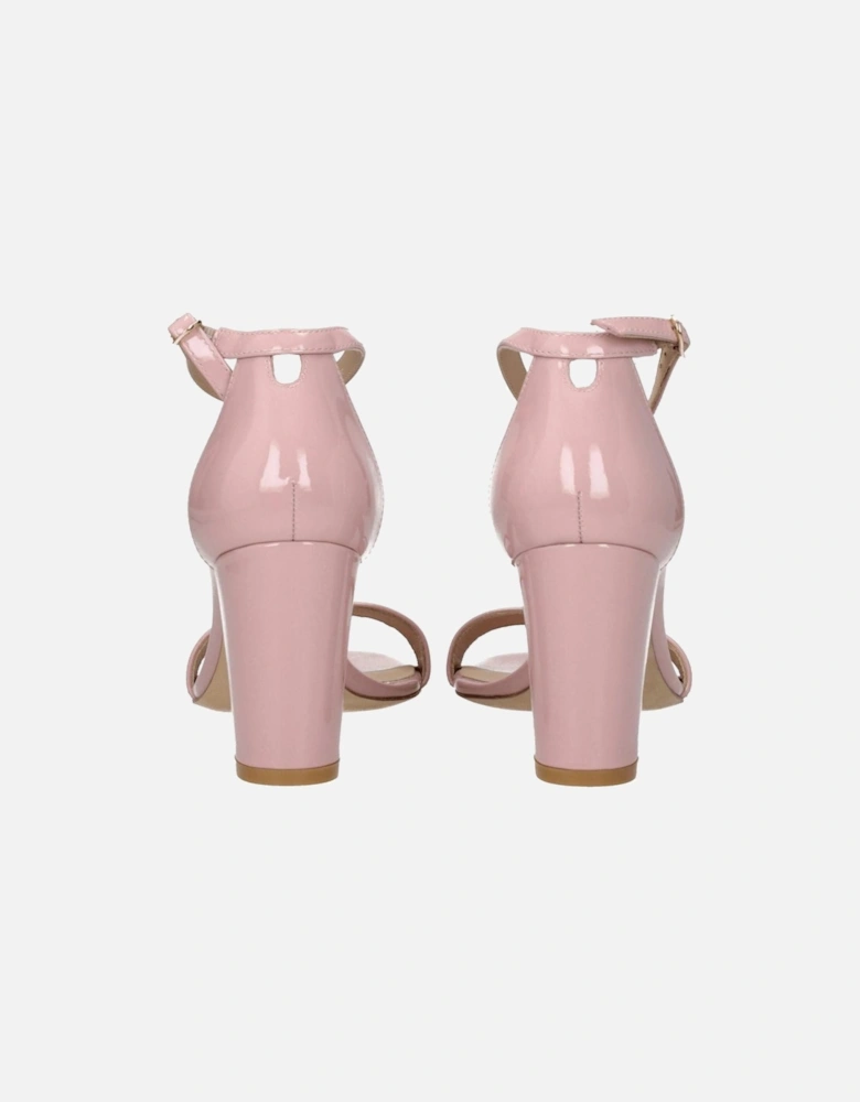 Patent Leather Sandals with Mid Heels Women - Pink