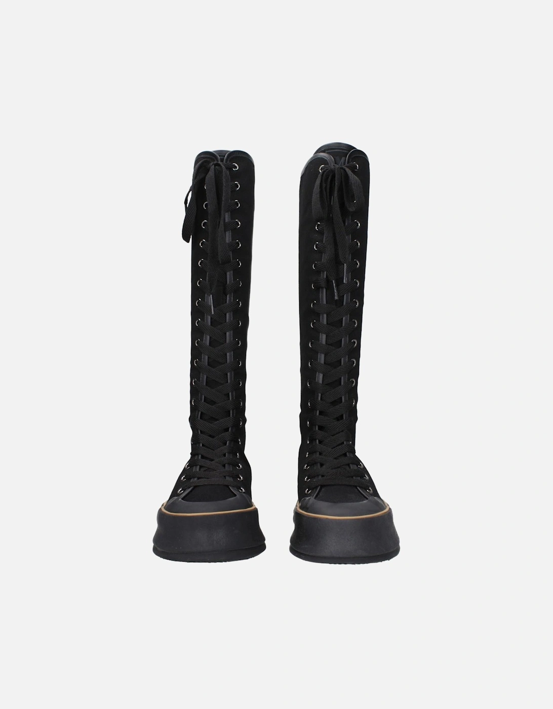 Vintage Effect Lace-Up Wedge Boots Women - Black