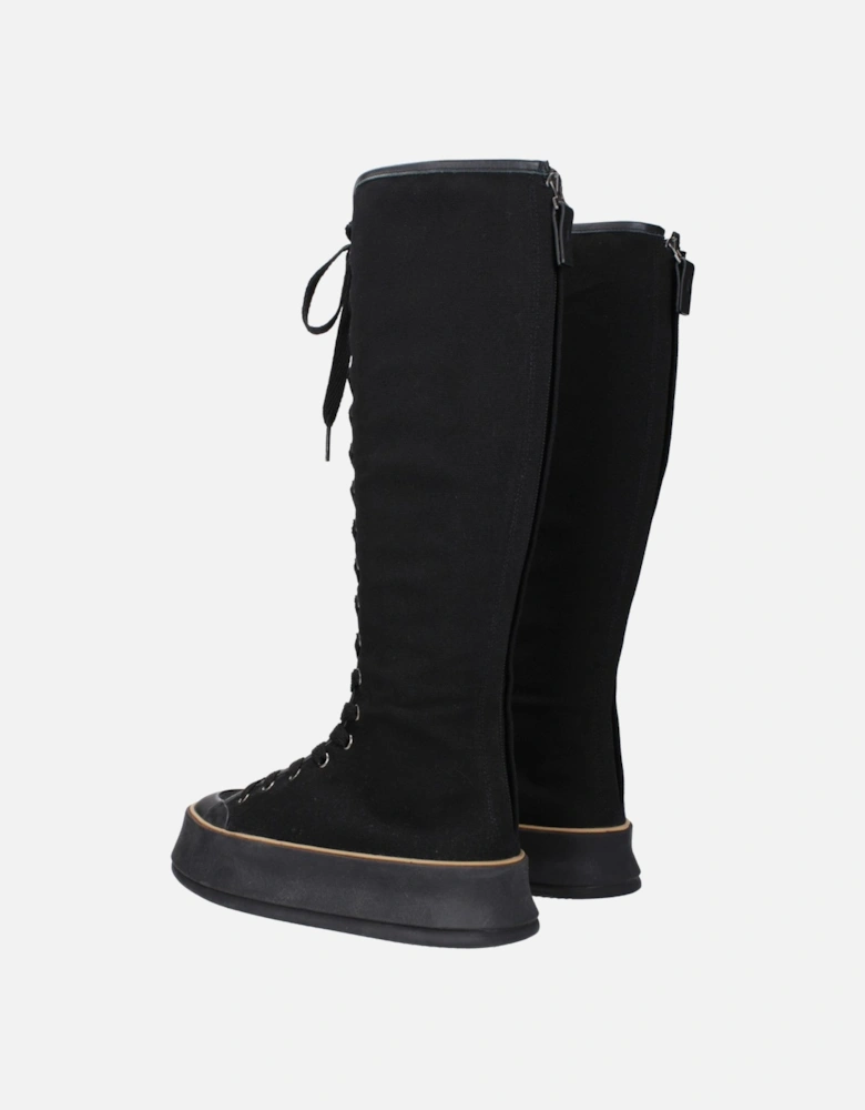 Vintage Effect Lace-Up Wedge Boots Women - Black
