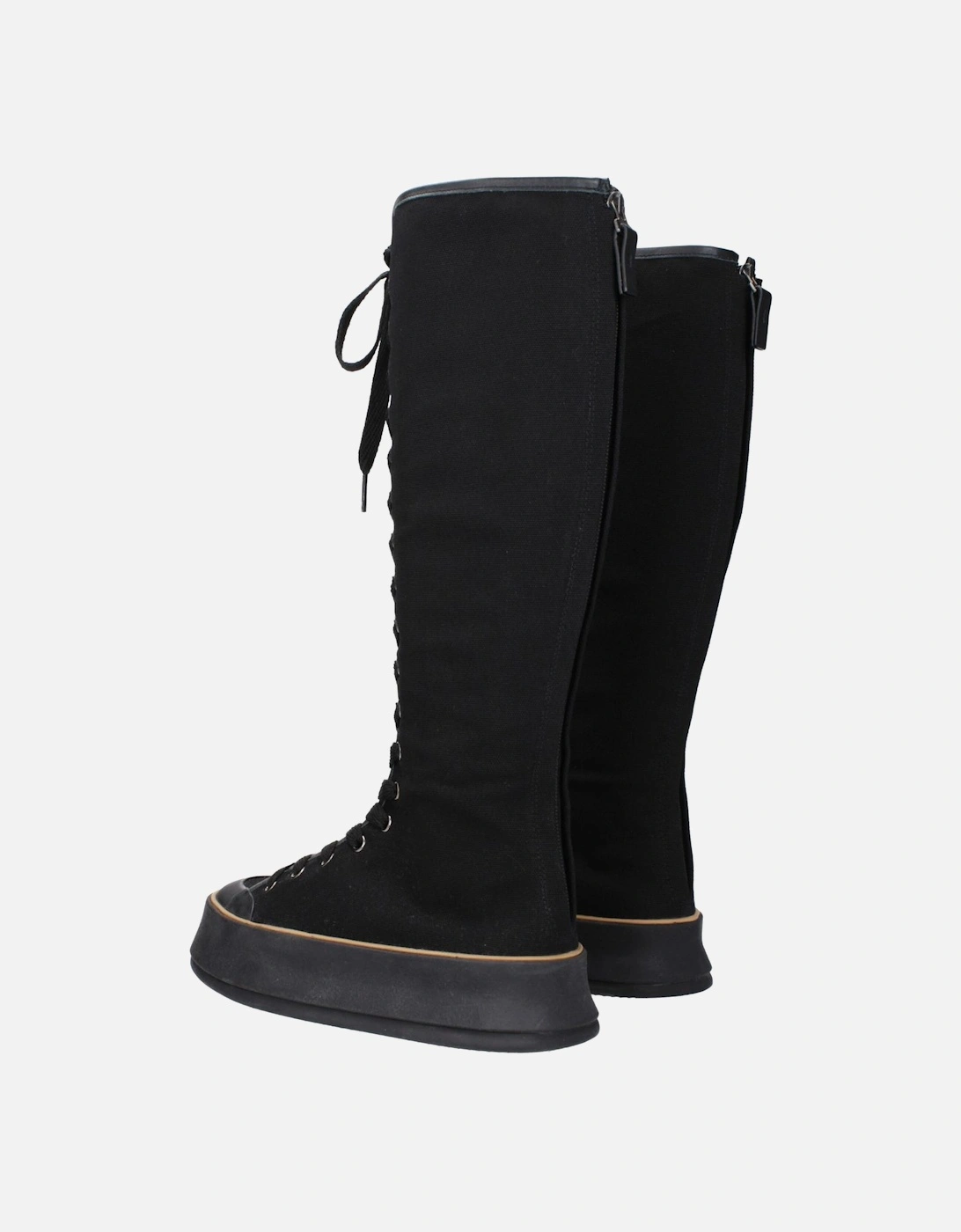 Vintage Effect Lace-Up Wedge Boots Women - Black