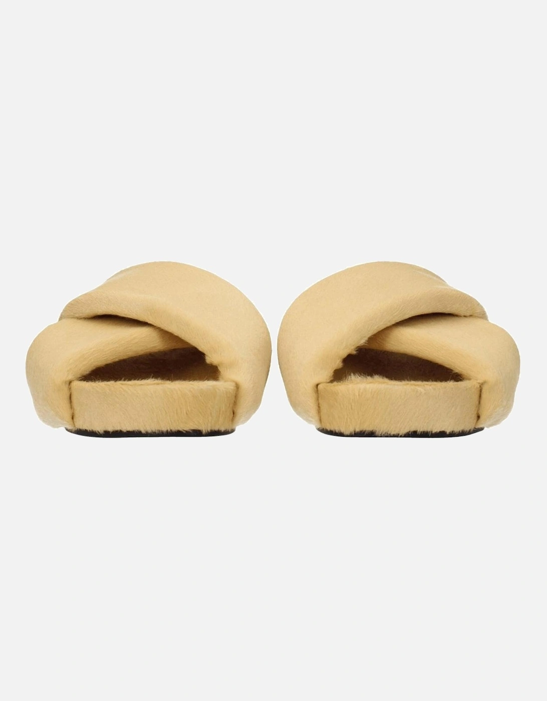 Vintage Effect Pony Skin Slippers and Clogs Women - Beige Sandals