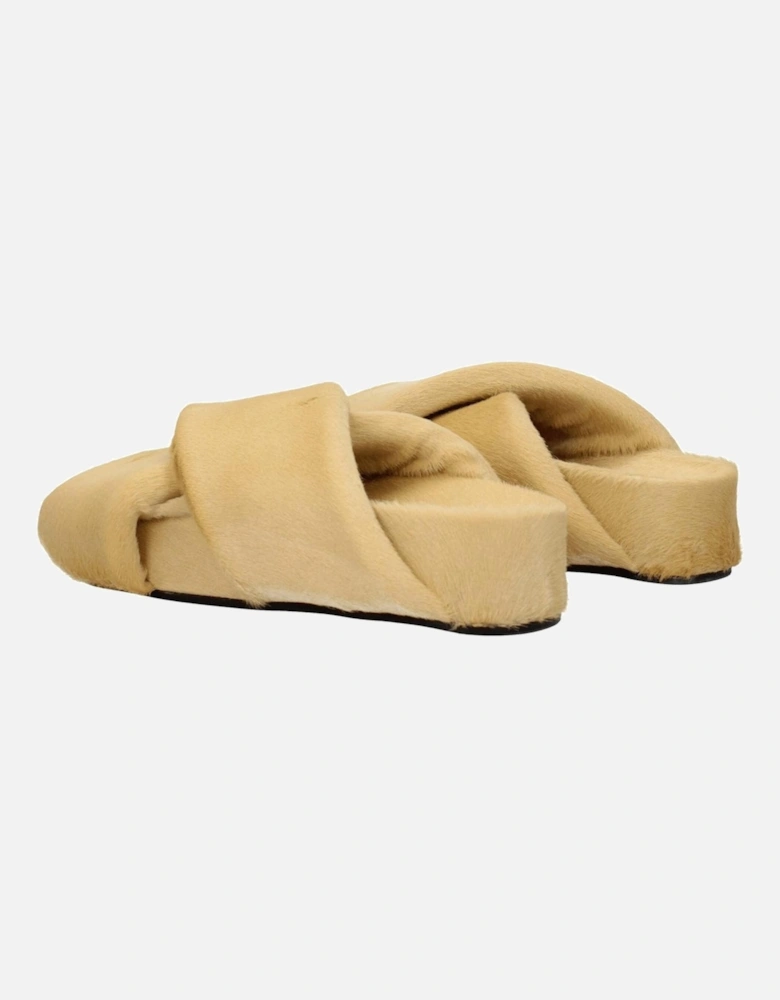 Vintage Effect Pony Skin Slippers and Clogs Women - Beige Sandals